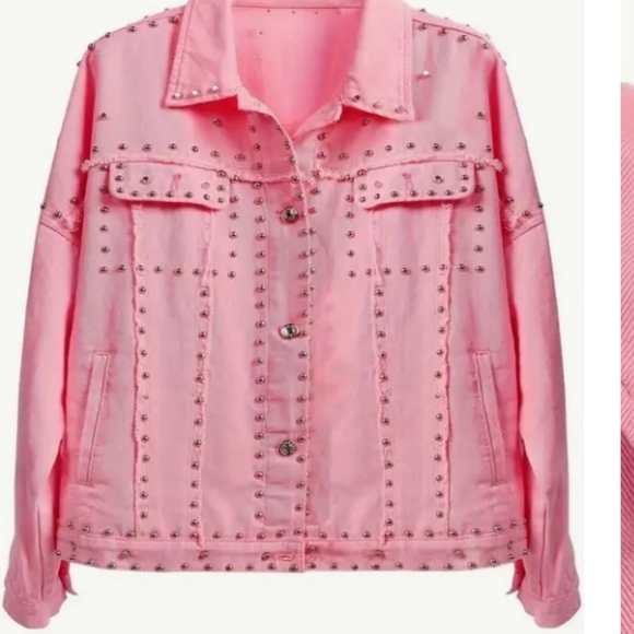 NIB! Pink stud jean jacket - Picture 5 of 5